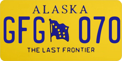 AK license plate GFG070
