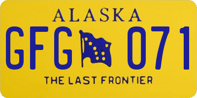 AK license plate GFG071