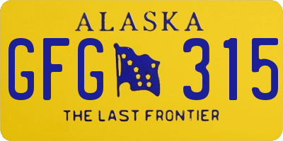 AK license plate GFG315