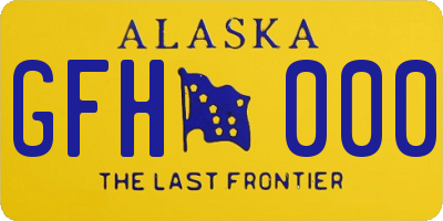 AK license plate GFH000