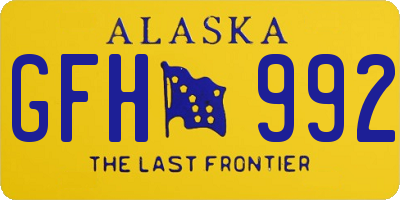AK license plate GFH992