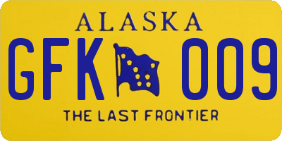 AK license plate GFK009