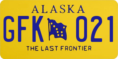 AK license plate GFK021