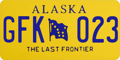 AK license plate GFK023