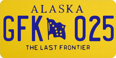 AK license plate GFK025