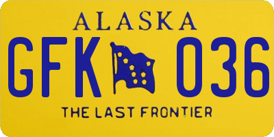 AK license plate GFK036