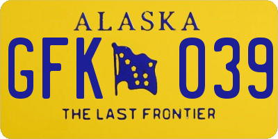 AK license plate GFK039