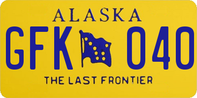 AK license plate GFK040