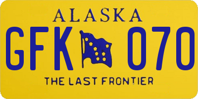 AK license plate GFK070
