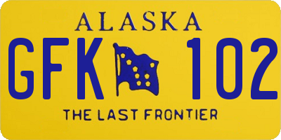 AK license plate GFK102