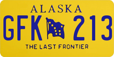 AK license plate GFK213