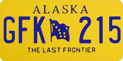 AK license plate GFK215