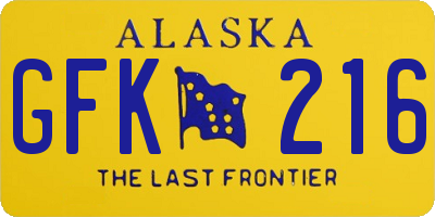 AK license plate GFK216