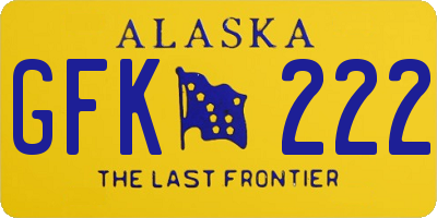 AK license plate GFK222