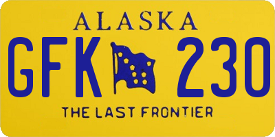 AK license plate GFK230