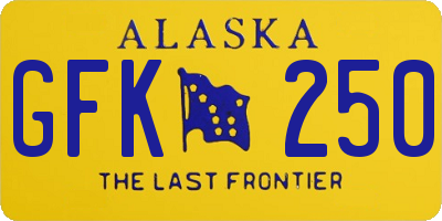 AK license plate GFK250