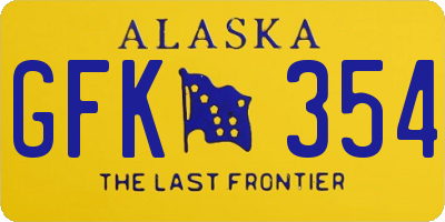 AK license plate GFK354