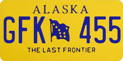 AK license plate GFK455