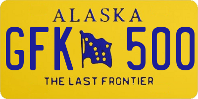 AK license plate GFK500