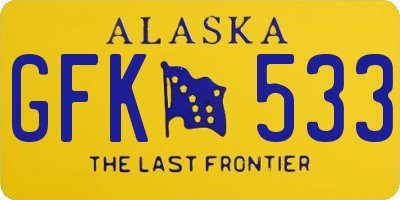 AK license plate GFK533