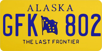 AK license plate GFK802
