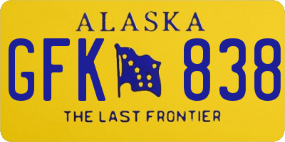 AK license plate GFK838