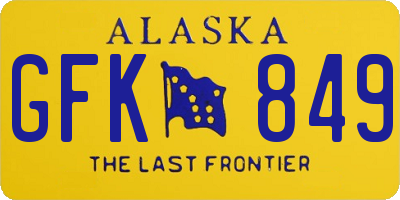 AK license plate GFK849