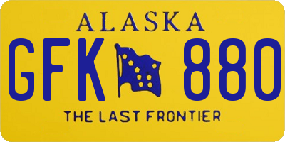 AK license plate GFK880