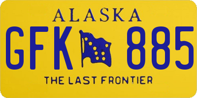 AK license plate GFK885