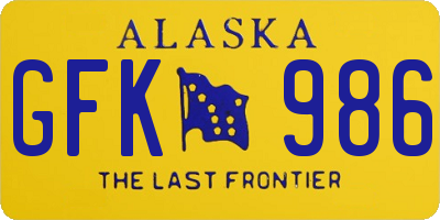 AK license plate GFK986