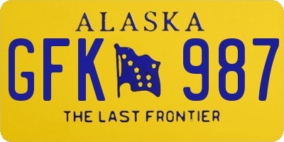 AK license plate GFK987