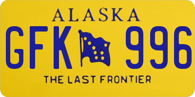 AK license plate GFK996