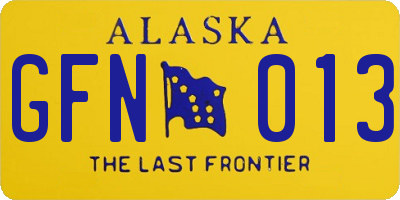 AK license plate GFN013
