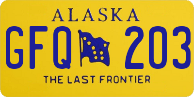 AK license plate GFQ203