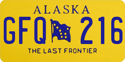 AK license plate GFQ216