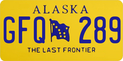 AK license plate GFQ289