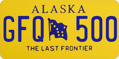 AK license plate GFQ500