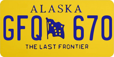 AK license plate GFQ670