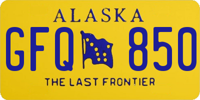 AK license plate GFQ850