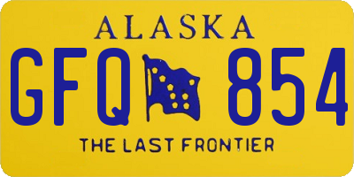 AK license plate GFQ854