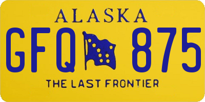 AK license plate GFQ875