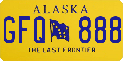 AK license plate GFQ888