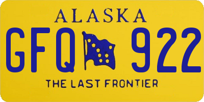 AK license plate GFQ922