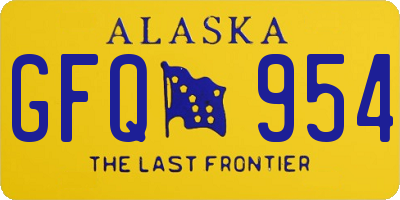 AK license plate GFQ954
