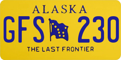 AK license plate GFS230