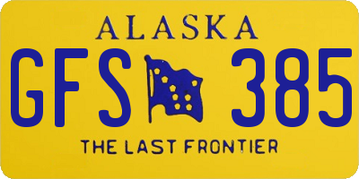 AK license plate GFS385