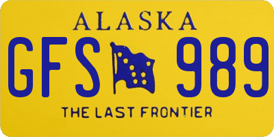AK license plate GFS989