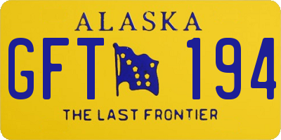 AK license plate GFT194