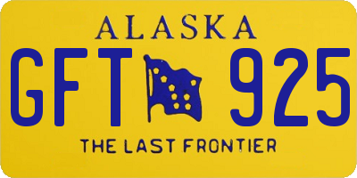 AK license plate GFT925