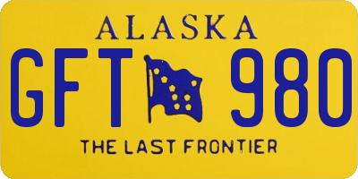 AK license plate GFT980